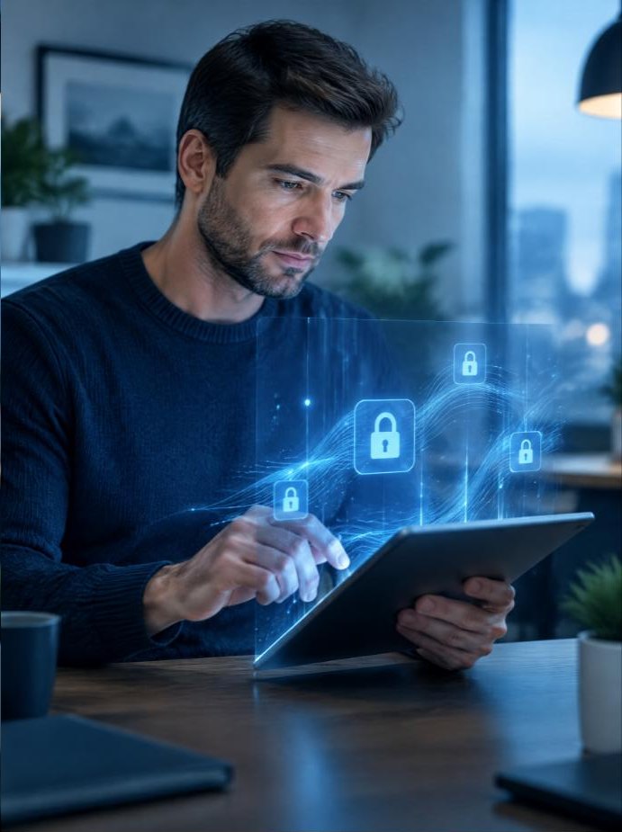 Reviewing protected data flows on a tablet